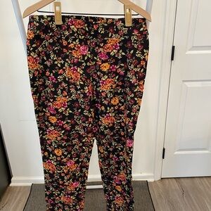 Counterparts Black Pants with Red and Orange Floral Design